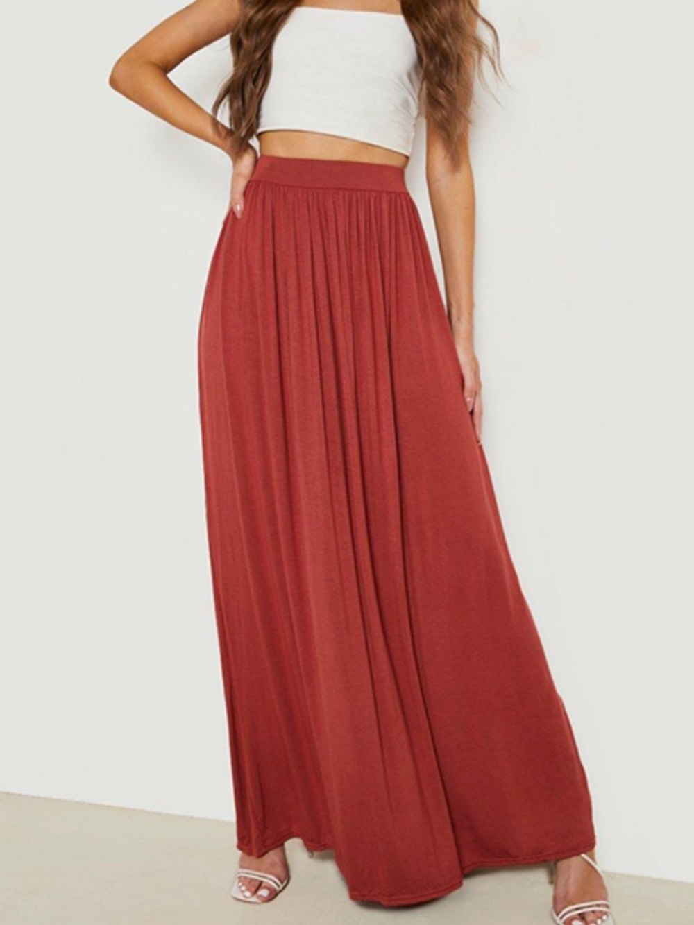 Boohoo High-Waist Orange Maxi skirt Sz 6